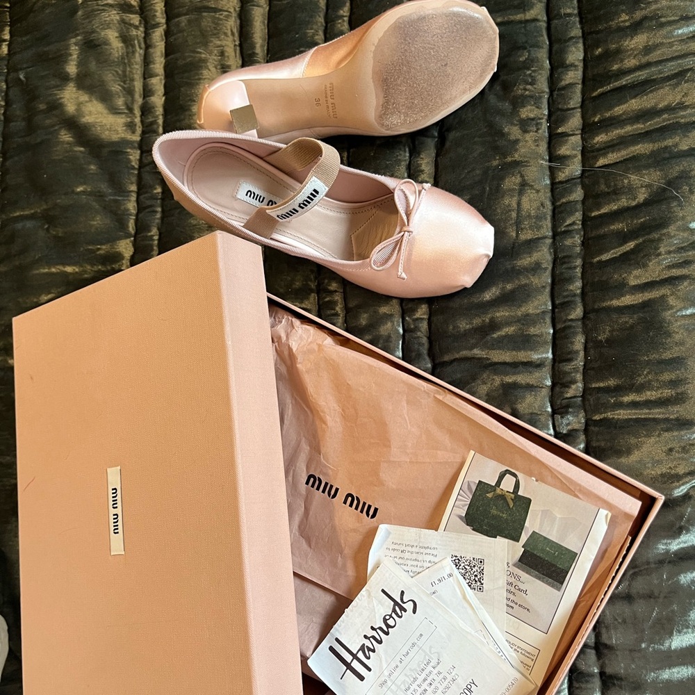 BNWT Miu Miu Ballet Slipper Heels 🩰 in Pink Satin